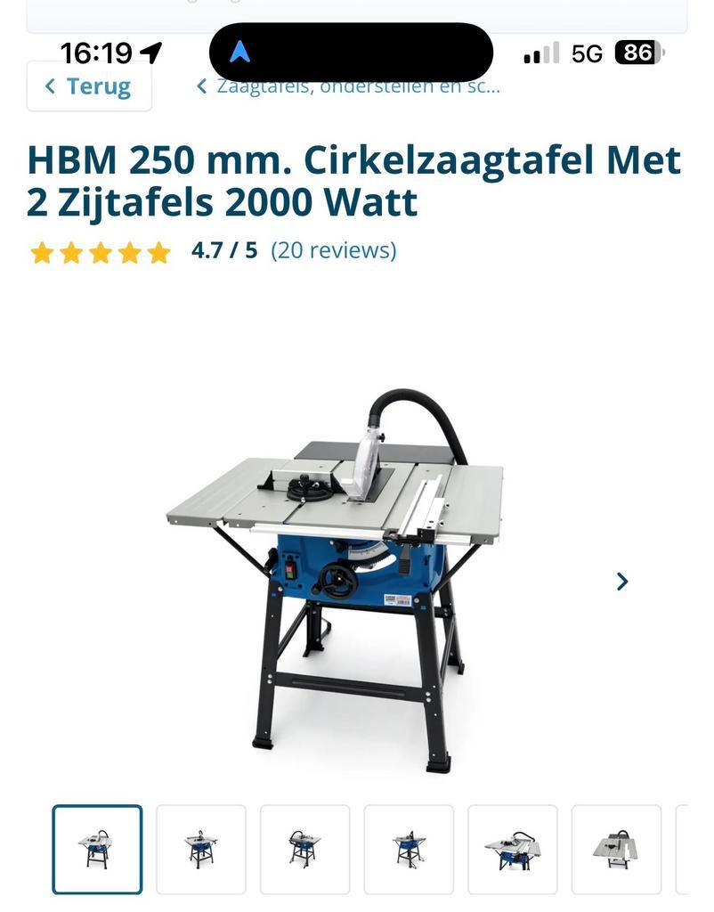 HBM cirkelzaag tafel, Doe-het-zelf en Bouw, Ophalen, Cirkelzaag