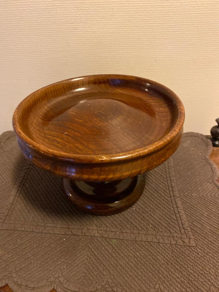 Antieke Engelse houten schaal op voet, Antiek en Kunst, Ophalen