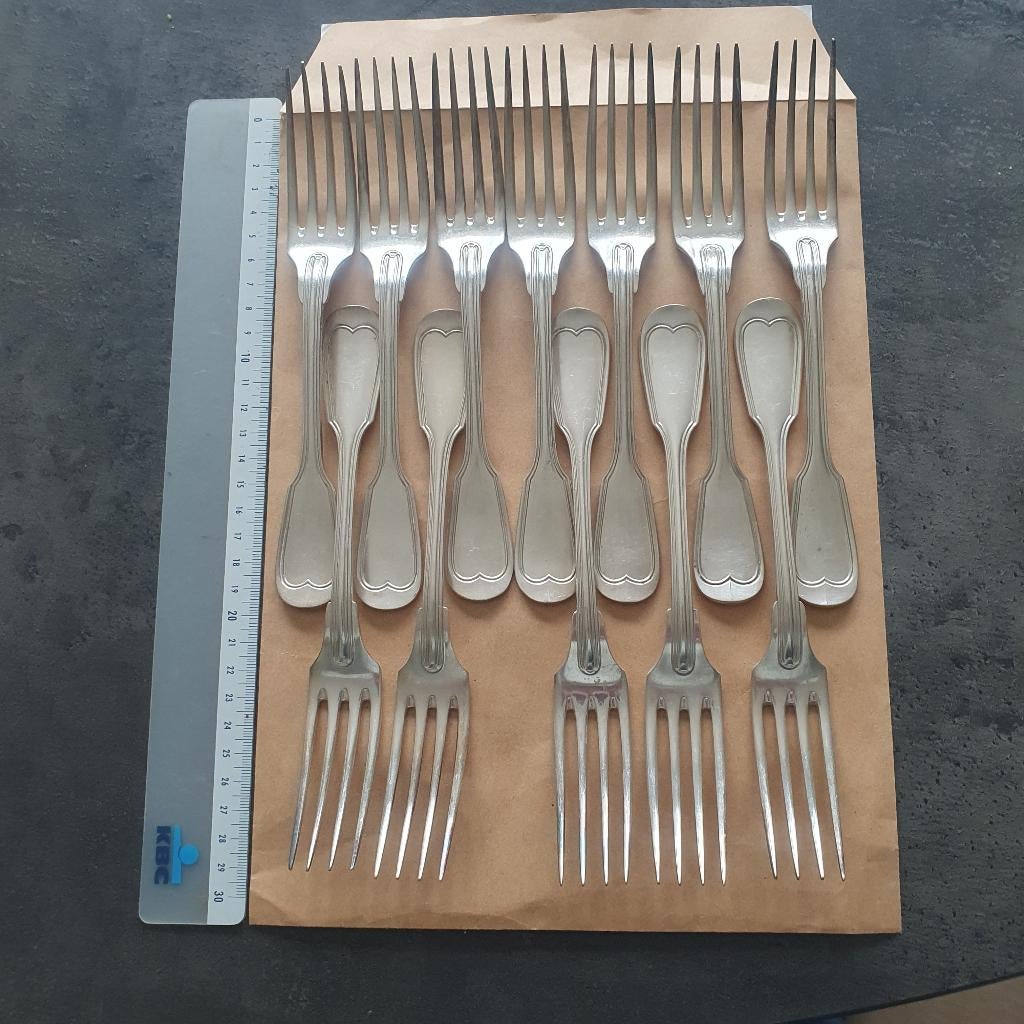 12 verzilverde tafelvorken Christofle – ca. 20,5 cm, Ophalen