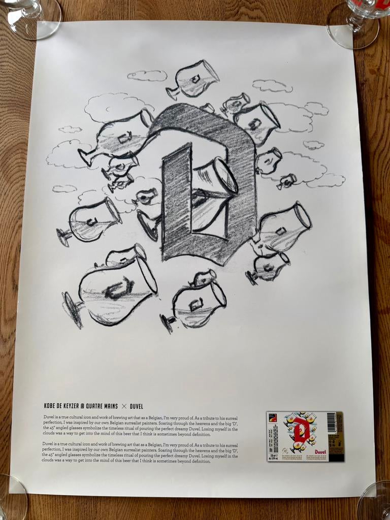 Cadre Duvel Kobe De Keyser (croquis), Enlèvement, Neuf, Rectangulaire vertical, Autres sujets/thèmes