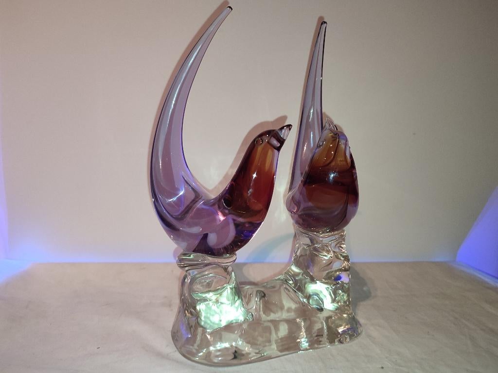 Murano Italy - groot beeld koppel vogels, Ophalen of Verzenden