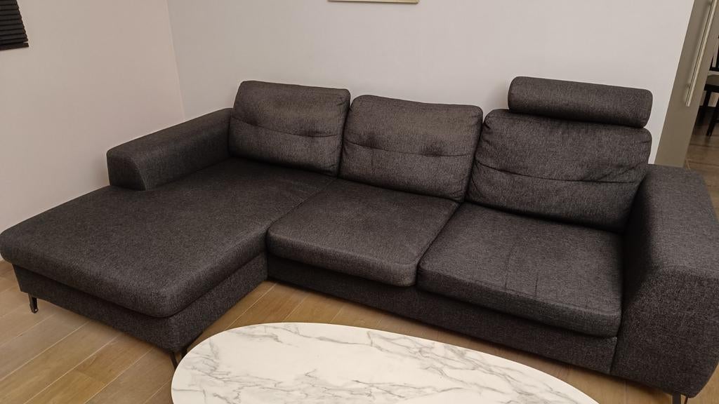 3 zit + longchair rechts, 1 hoofdsteun, salon Trignac, Huis en Inrichting, Ophalen, Stof