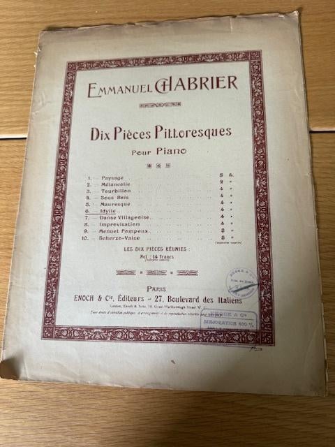 Emmanuel Chabrier — Pièces photographiques n6 « Idylle », Enlèvement ou Envoi, Artiste ou Compositeur, Classique, Utilisé