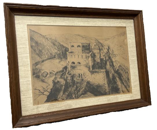 gravure chateau de bouillon signe barthelemy, Antiquités & Art, Enlèvement ou Envoi