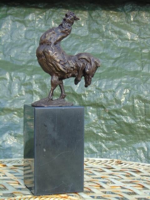 un coq en bronze sur marbre signé , CARVIN ., Enlèvement ou Envoi, Bronze