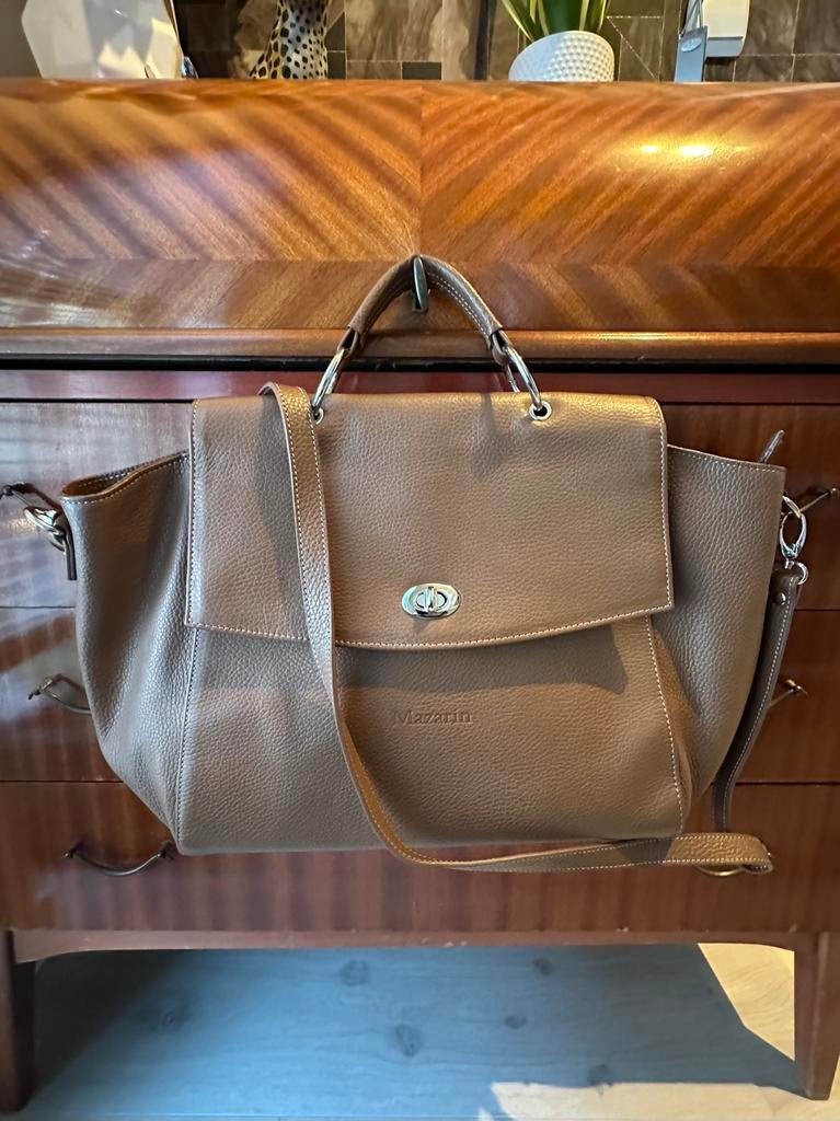 Ruime lederen tas Mazarin - nieuw!, Handtassen en Accessoires, Ophalen of Verzenden, Nieuw, Bruin, Handtas