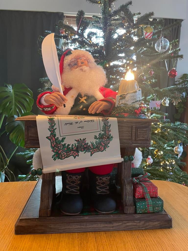 Vintage Kerstman, schrijvende beweging met licht en geluid, Diversen, Ophalen, Zo goed als nieuw