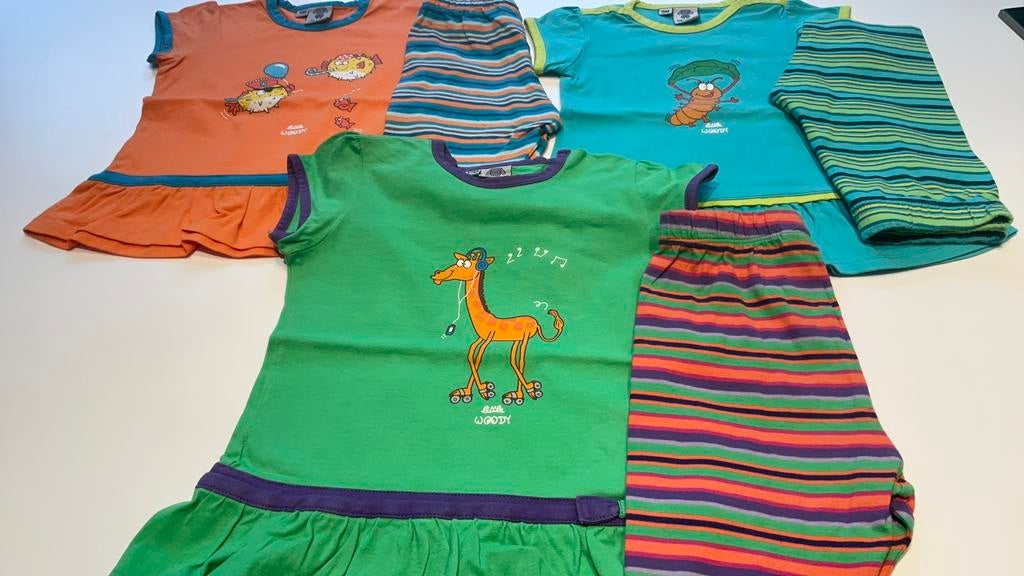 3 woody slaapjurkjes met broekje zo goed als nieuw ., Ophalen of Verzenden, Zo goed als nieuw, Kleding