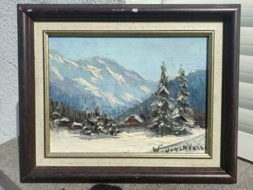 huile sur toile paysage enneige signe Walter Jonckheere, Antiek en Kunst, Ophalen of Verzenden