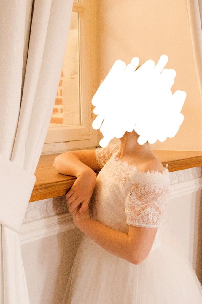 Communiejurk / ceremoniejurk linea raffaelli, 9jaar, wit, Kinderen en Baby's, Kinderkleding | Maat 134, Nieuw, Meisje, Jurk of Rok