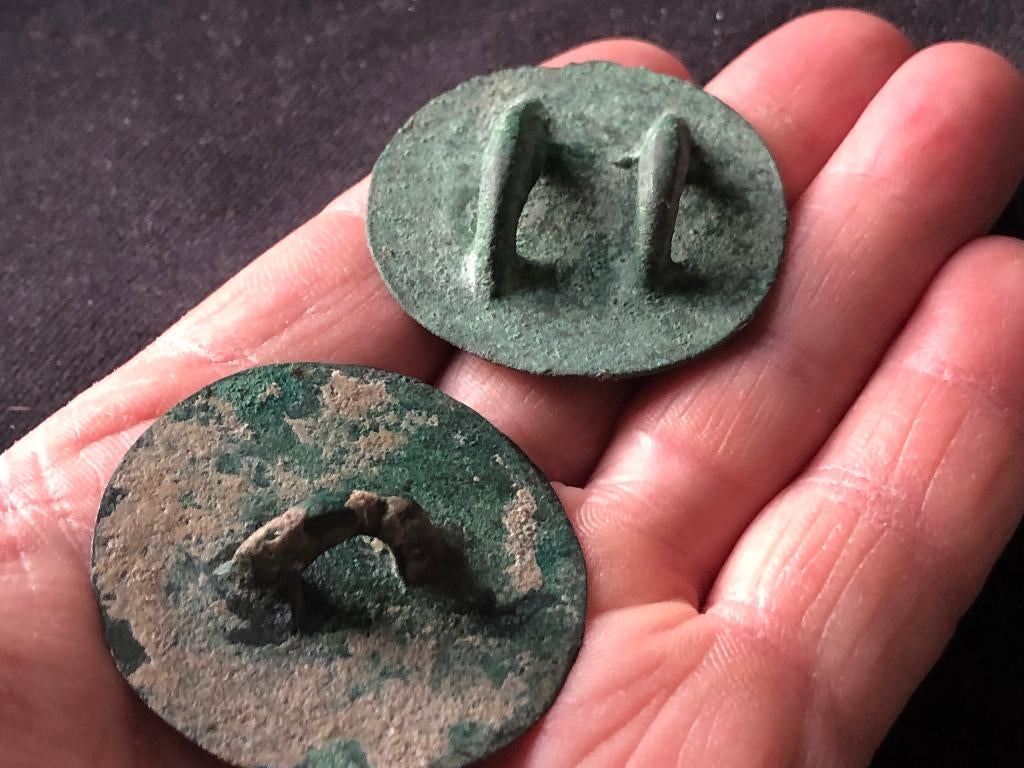 Bodemvondst ROMEINS brons MILITAIRE beslagstukken compleet, Ophalen of Verzenden