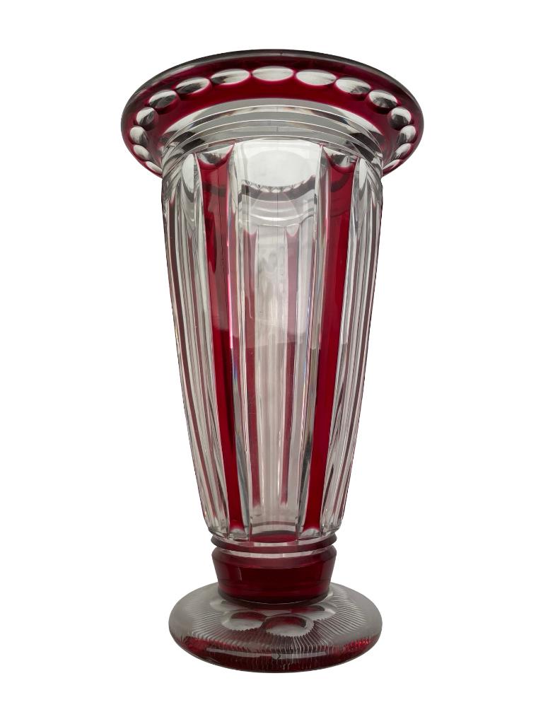 Vase Val Saint Lambert Ardennes Art Déco cristal rouge