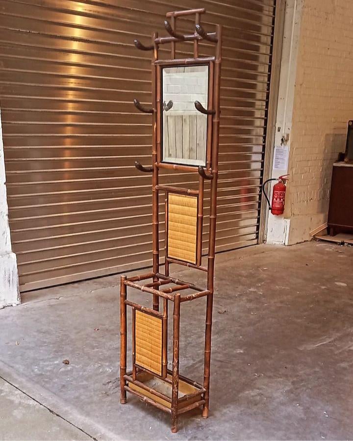 Meuble de hall Porte-manteau Vintage Colonial Bambou Rotin