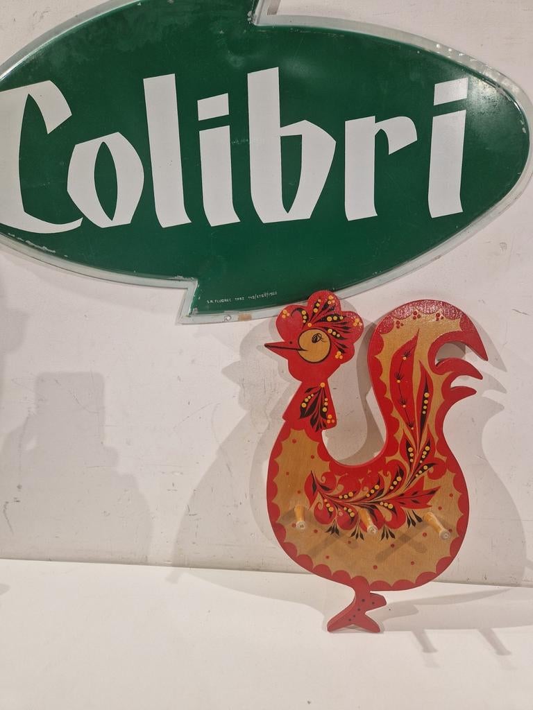 Handdoekhouder kapstok hout geschilderd Rusland , haan, Ophalen of Verzenden