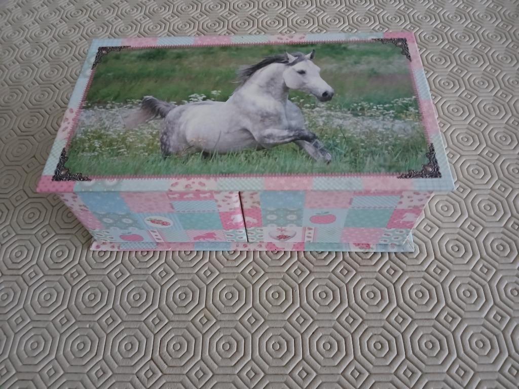 Boîte à bijoux rectangulaire avec une photo d'un cheval (Shu, Enlèvement, Comme neuf