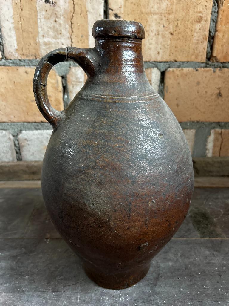 Oude bruine kruik met glazuur – 37 cm hoog, Ophalen