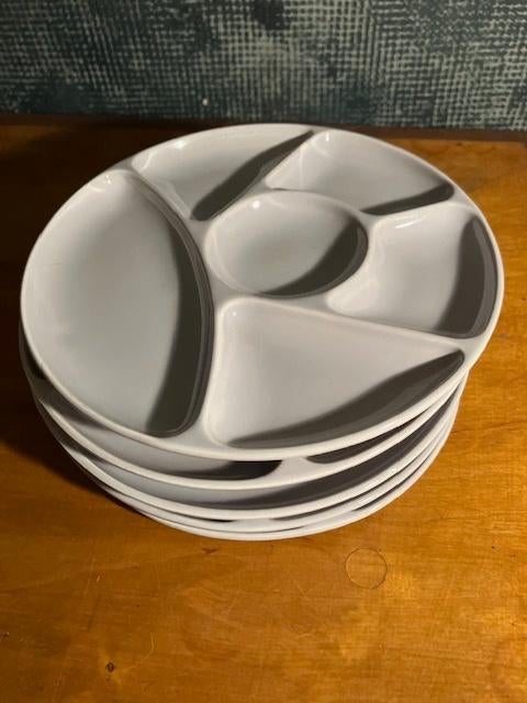 5 WITTE HAPJES BORDEN TAPAS BORDEN GIEN FRANCE, Huis en Inrichting, Keuken | Servies, Keramiek, Ophalen of Verzenden, Zo goed als nieuw
