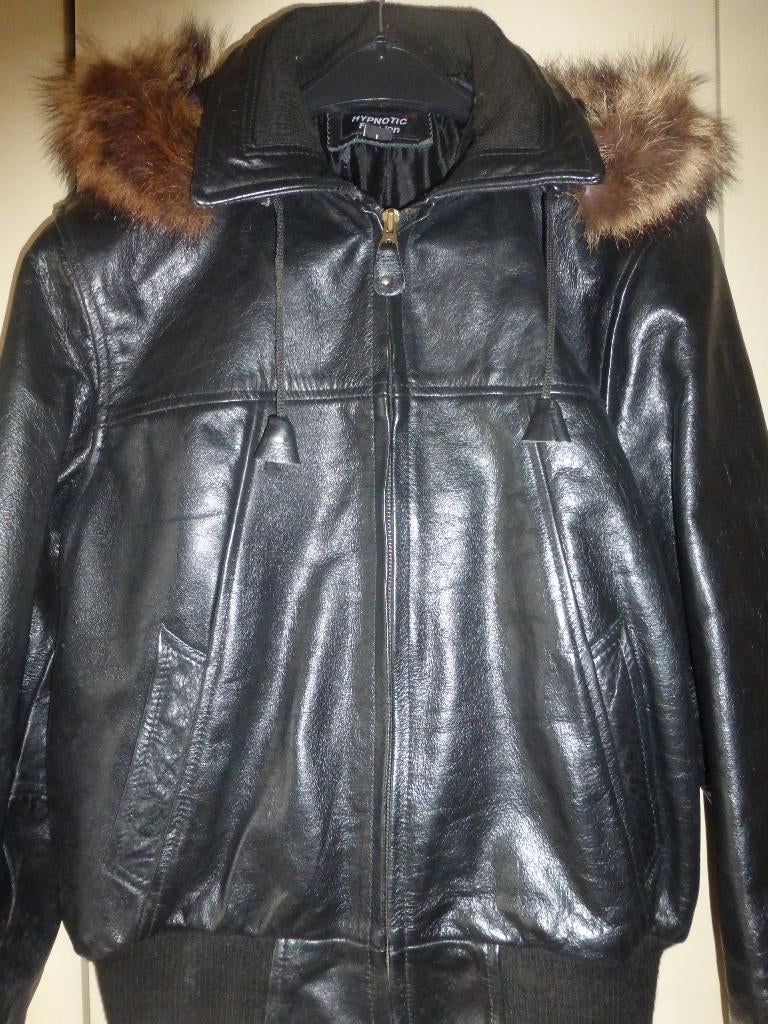 Blouson mixte en vrai cuir noir "Hypnotic Fashion "T: L, Vêtements | Hommes, Vestes | Hiver, Comme neuf, Noir, Enlèvement ou Envoi