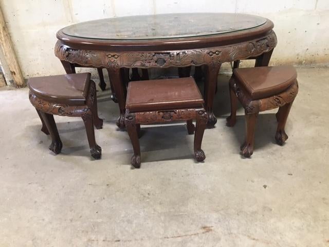 chinese salon tafel ovaal, Huis en Inrichting, Ophalen, Gebruikt, Chinees, Ovaal