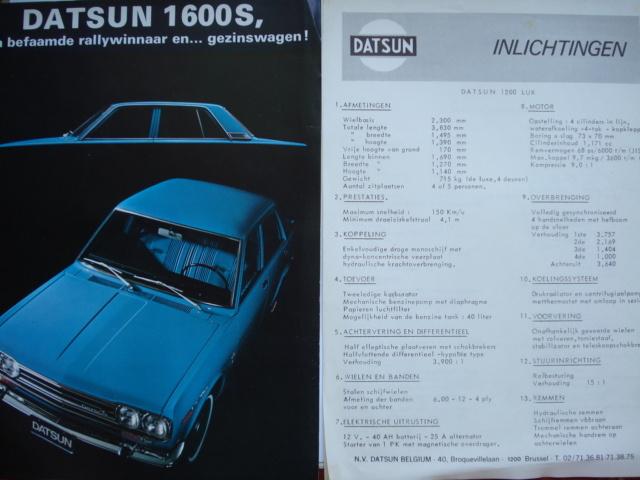 Datsun 1600S 1970 1200 Bluebird Sunny Brochure LOT of 3, Livres, Autos | Brochures & Magazines, Envoi, Utilisé, Nissan