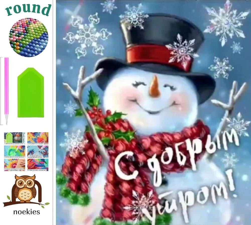 nr 77 Diamond Painting sneeuwpop 50x40cm (rond), Hobby en Vrije tijd, Ophalen of Verzenden, Nieuw, Knutselwerk