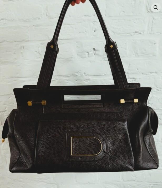 * Delvaux zwarte leren Benjamin PM schoudertas, Zwart, Zo goed als nieuw, Leer, Ophalen