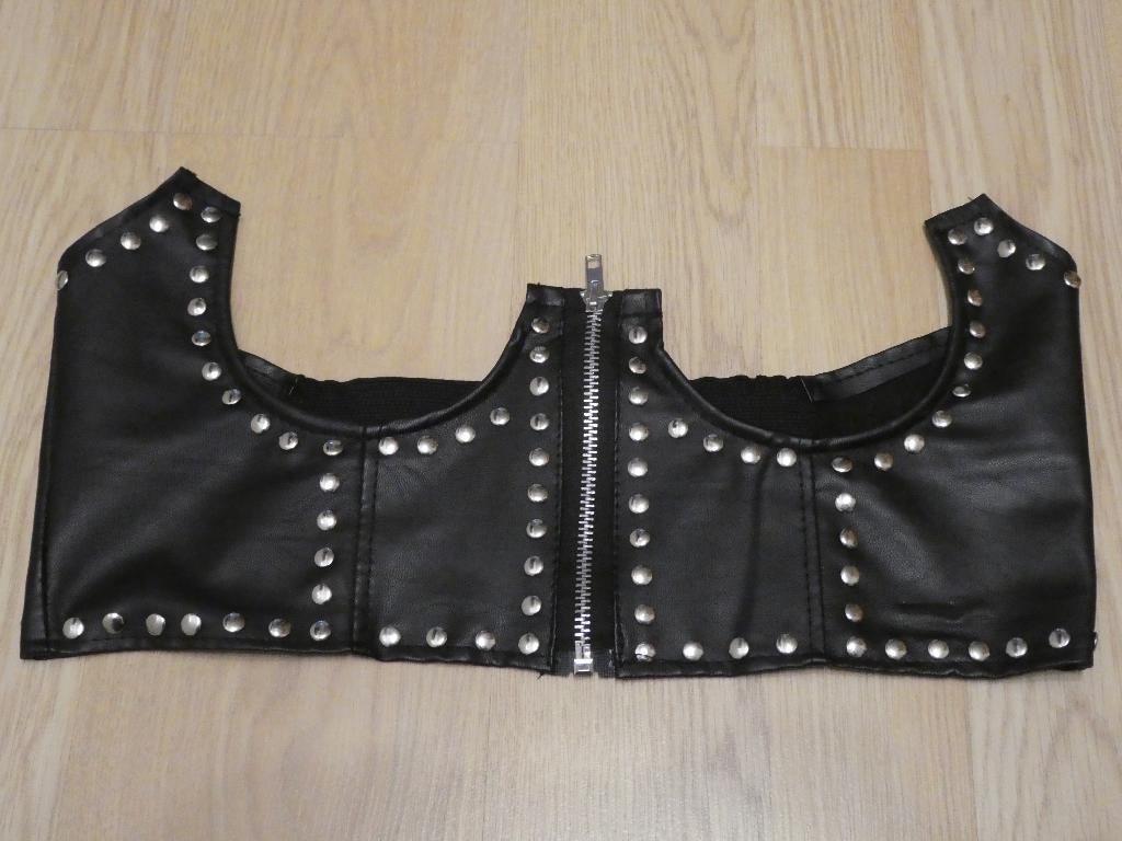Open Bustier Noppen Faux Leather Zwart, Kleding | Dames, Ondergoed en Lingerie, Ophalen of Verzenden, Zwart, Body of Korset