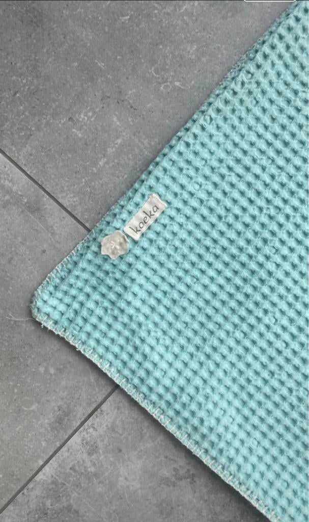 Koeka aqua blauw deken dekentje babybed ledikantdeken wafel, Ophalen, Gebruikt, 70 tot 85 cm, Deken