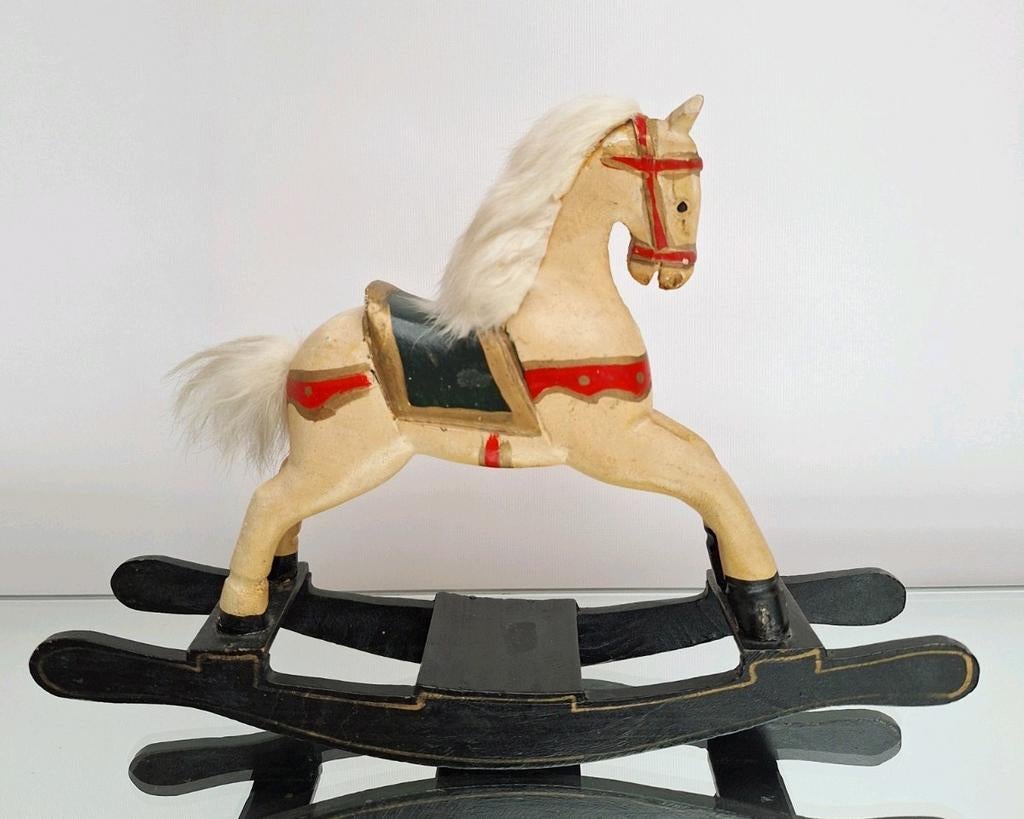Houten handbeschilderd decoratief schommelpaardje, Ophalen of Verzenden