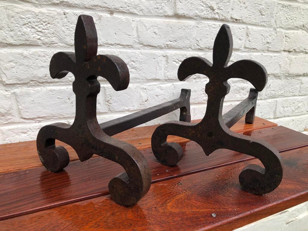 Chenets en fonte pour feu ouvert, Maison & Meubles, Enlèvement, Utilisé