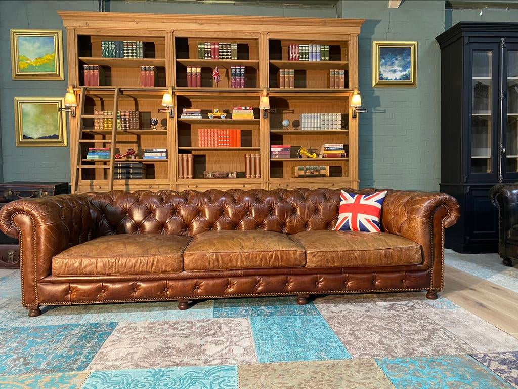 XXL Chesterfield zetel sigaren cognac GRATIS GELEVERD, Maison & Meubles, Enlèvement ou Envoi, Cuir