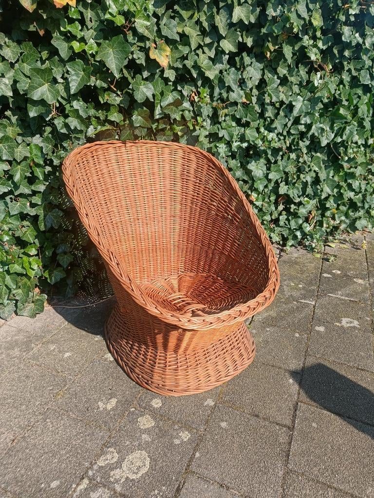 Vintage fauteuil / kuipstoel Rohe Noordwolde, Ophalen, Gebruikt, Rotan