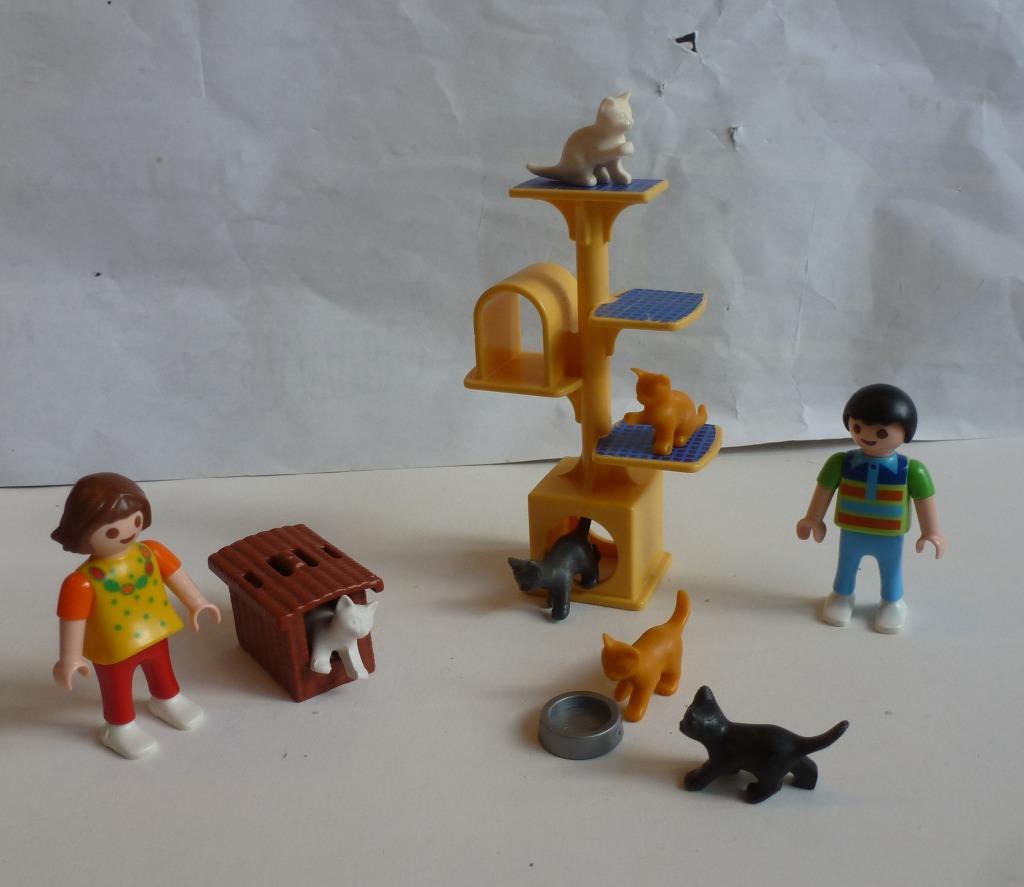 Playmobil katten, kindjes en kattenkrabpaal, Enlèvement ou Envoi, Comme neuf, Ensemble complet