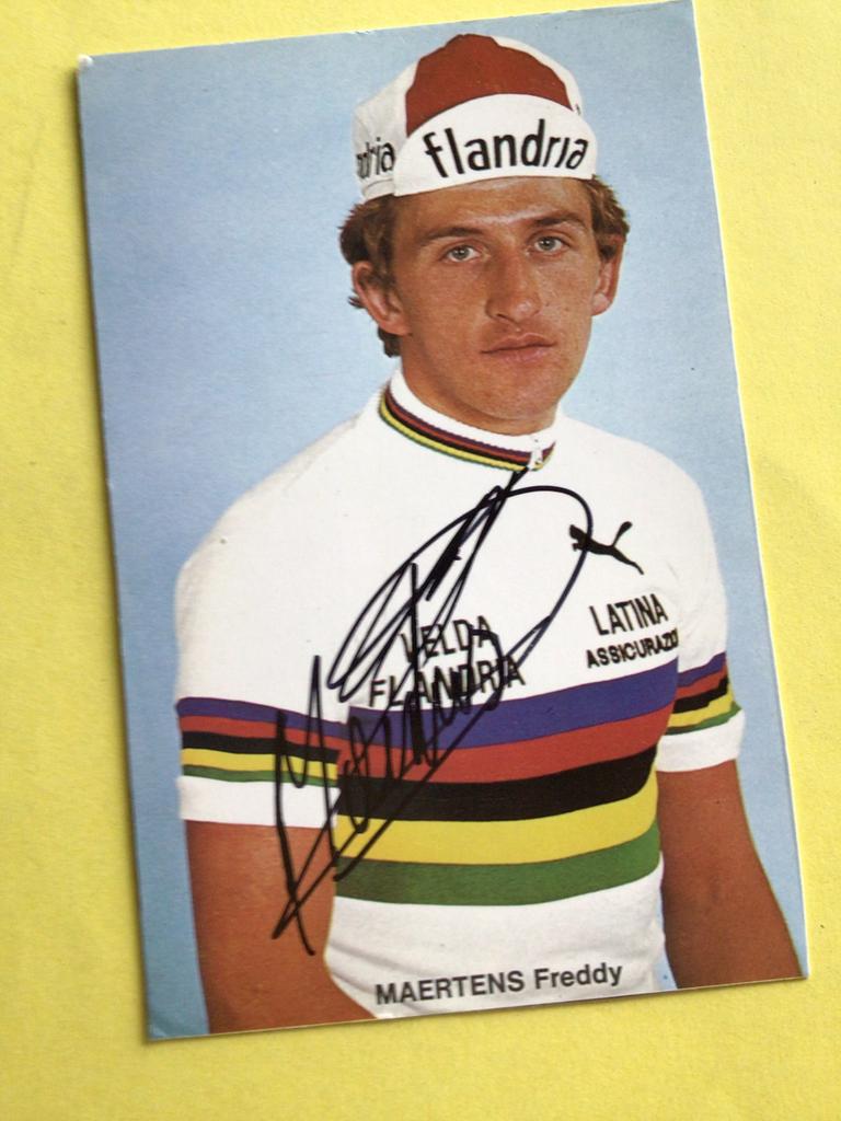 Wk wielerkaart 1976 tram flandria freddy maertens signe, Envoi