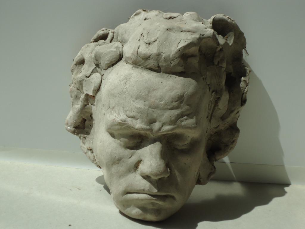 Victor DEMANET tête de Beethoven portrait buste terre cuite, Enlèvement