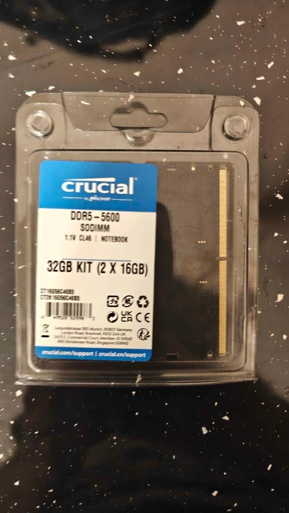 Crucial 32 GB DDR5 5600 MHz RAM-kit (laptop) - nieuw, Computers en Software, RAM geheugen, 32 GB, Nieuw, Ophalen of Verzenden