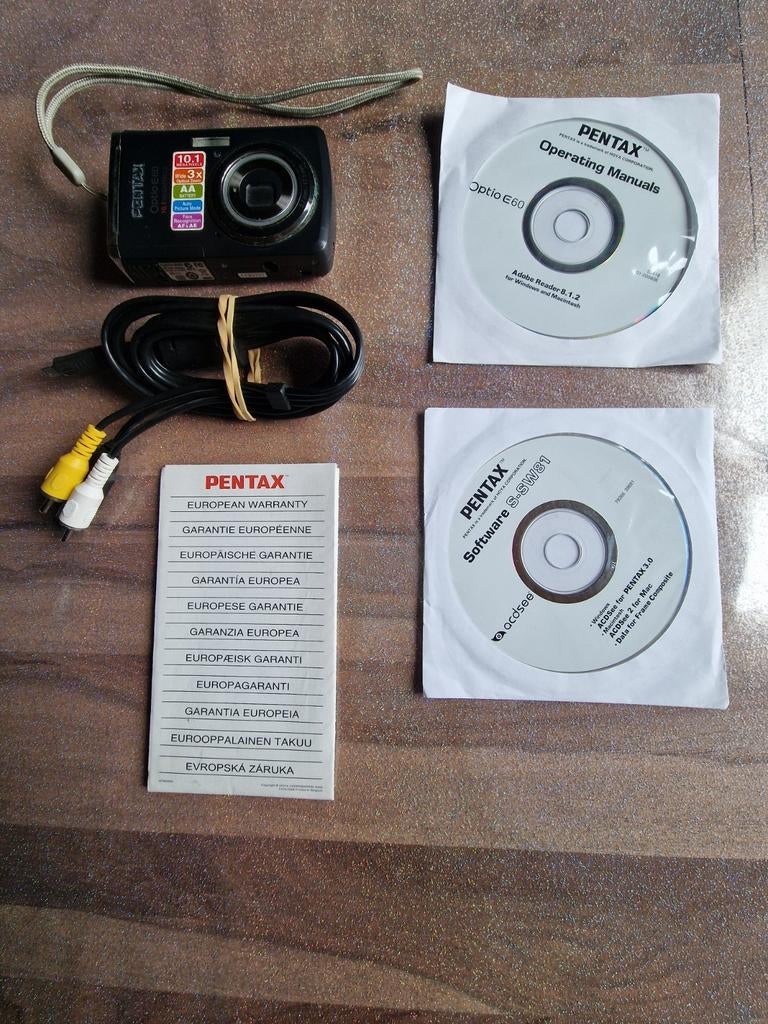Appareil photo Pentax Optio E60 noir complet, TV, Hi-fi & Vidéo, Appareils photo numériques, Enlèvement, Utilisé, Pentax
