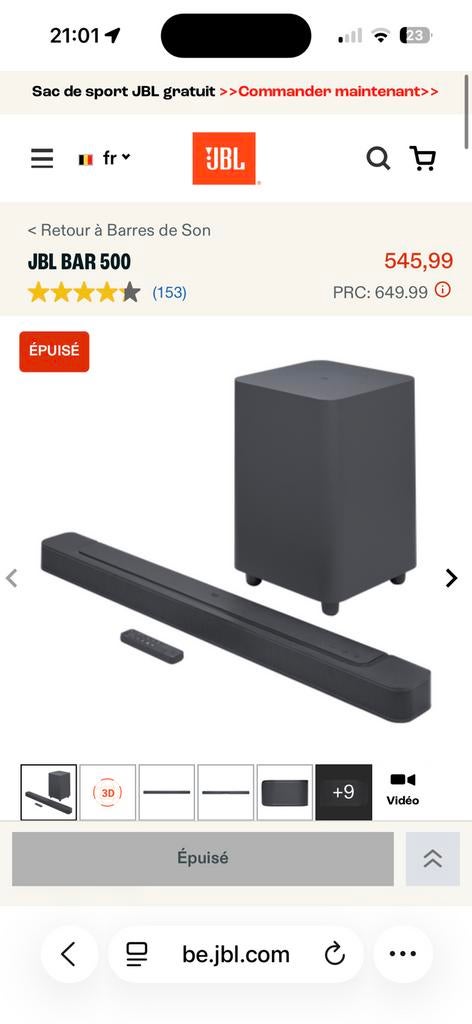 Bar de son jbl, TV, Hi-fi & Vidéo, Barres de son, Enlèvement, Comme neuf