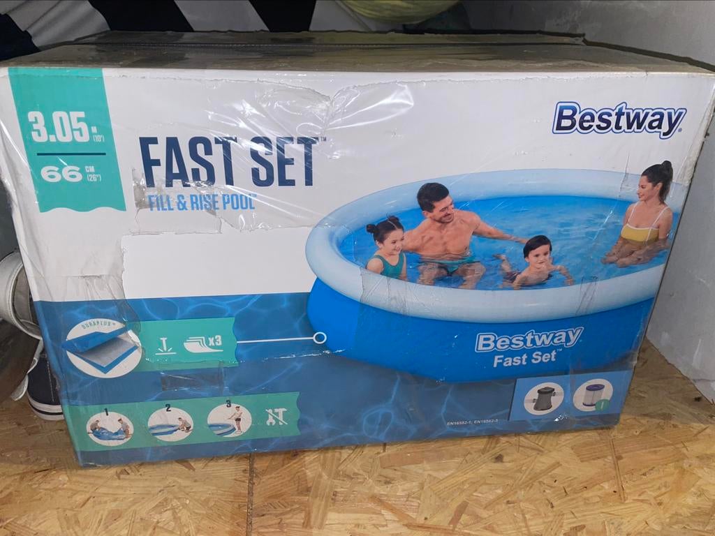 Piscine autoportante ronde FastSet 305x66 cm avec filtration, Jardin & Terrasse, Enlèvement ou Envoi, Neuf, Rond