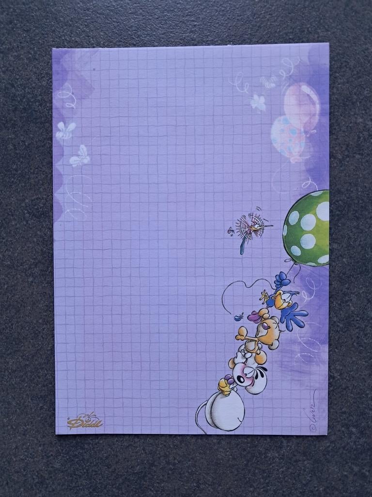 Lot de 5 feuilles mauves Diddl, Collections, Diddl, Enlèvement ou Envoi, Diddl, Comme neuf, Papier, Carte ou Papeterie