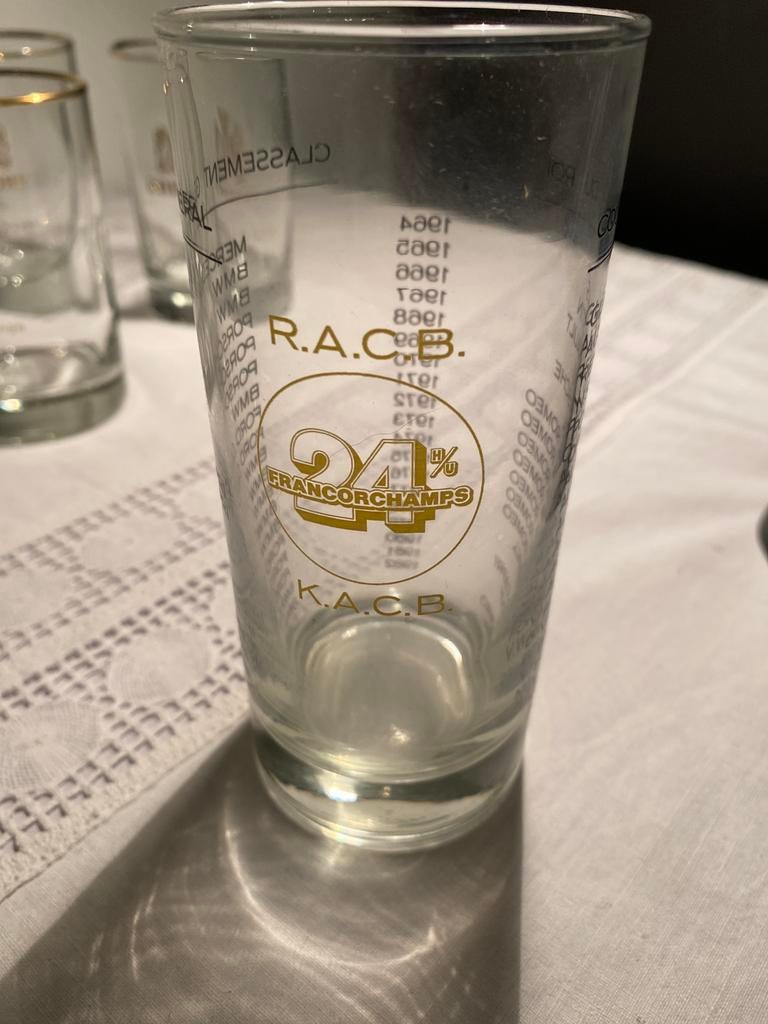 R.A.C.B. 1970/80 reclameglazen voor motorsport, Verzamelen, Glas en Drinkglazen, Zo goed als nieuw, Ophalen of Verzenden