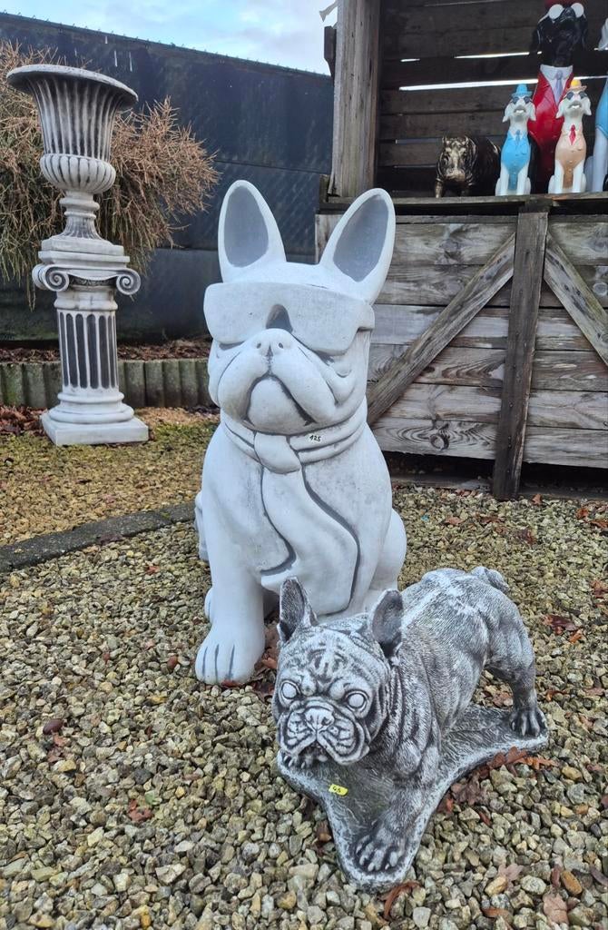 Franse bulldog beelden beton, Tuin en Terras, Ophalen, Nieuw, Beton, Dierenbeeld