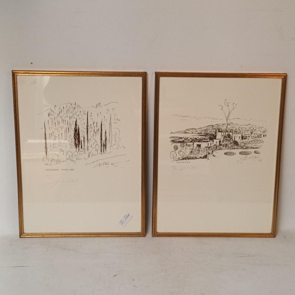 Jos Van Den Abeele - (1912-1991) - koppel lithografien handg, Ophalen of Verzenden