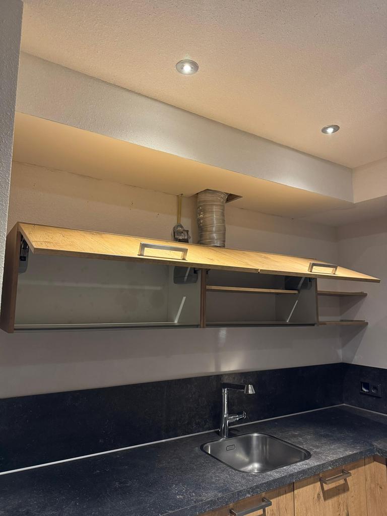 Complete Houtkleurige Hoekkeuken + Apparatuur + GEDEMONTEERD, Ophalen of Verzenden, Hoekkeuken