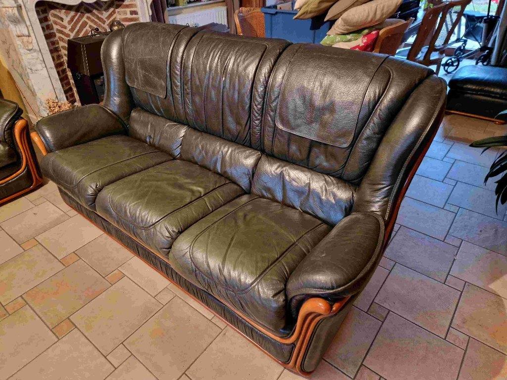 Salon en cuir, Banc droit, Enlèvement, Utilisé, Bois