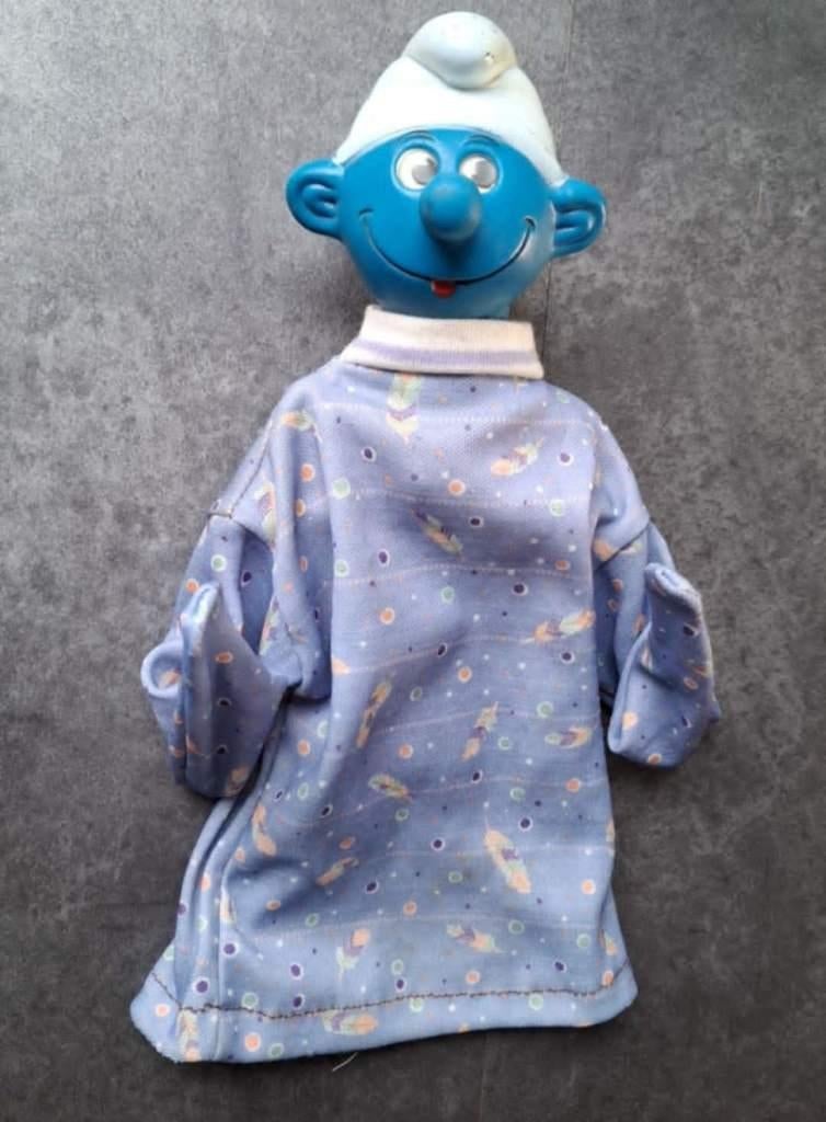 Vintage zeldzame hand pop poppenkast van Smurf Smurfen, Ophalen of Verzenden, Gebruikt, Overige Smurfen, Overige typen