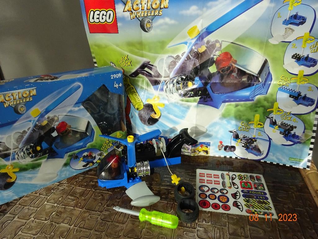 Lego 2909 Duplo Toolo Action Wheelers Helicopter*VOLLEDIG*, Ophalen of Verzenden, Complete set, Duplo
