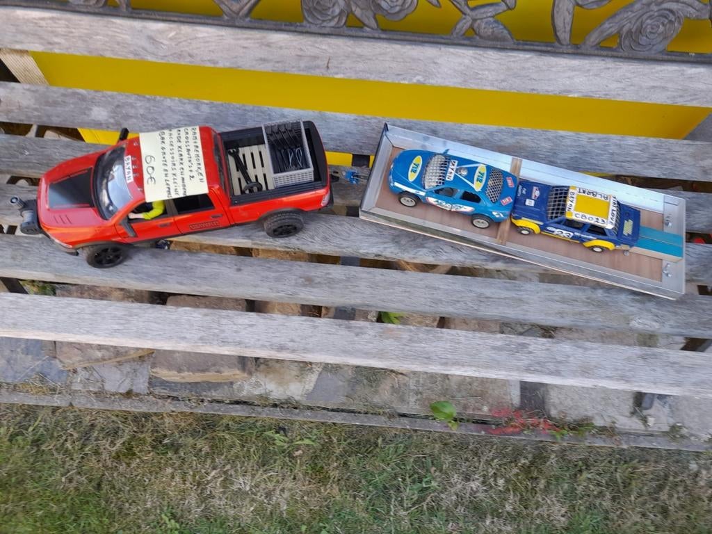 Bruder speelgoed Ram+remork zelfgemaakt met crossauto's en, Ophalen, Gebruikt, Jongen of Meisje