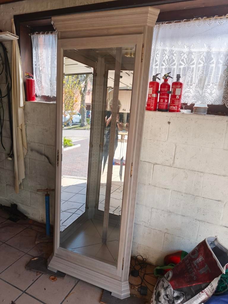 Eiken hoekkast met 7 glazen leggers, Huis en Inrichting, Kasten | Vitrinekasten, Ophalen, Eikenhout, 50 tot 100 cm, Zo goed als nieuw