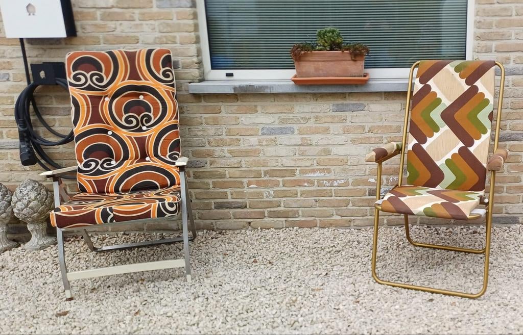 2 chaises de jardin vintage + coussin supplémentaire, Jardin & Terrasse, Chaises de jardin, Enlèvement ou Envoi
